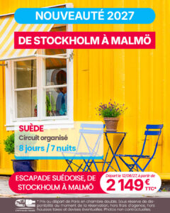 Suède, Marstrand, conteneur, container, couleurs drapeau suédois